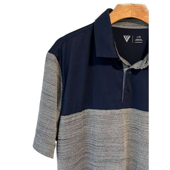 Levelwear Polo Shirt Mens Large Navy and Gray Golf - Picture 2 of 6